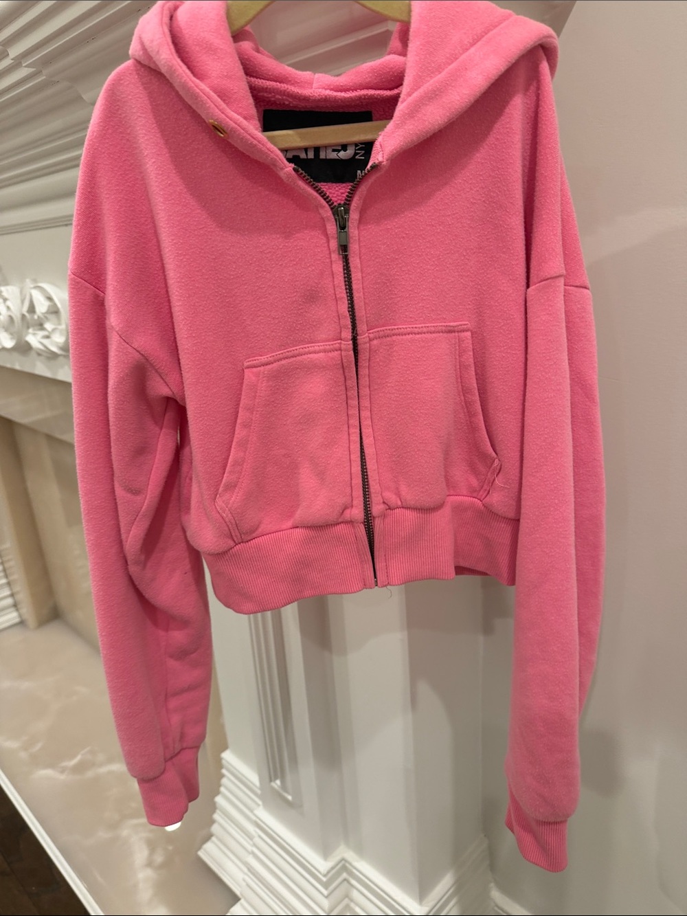 Katie J NYC Pink Hooded Zip Sweatshirt